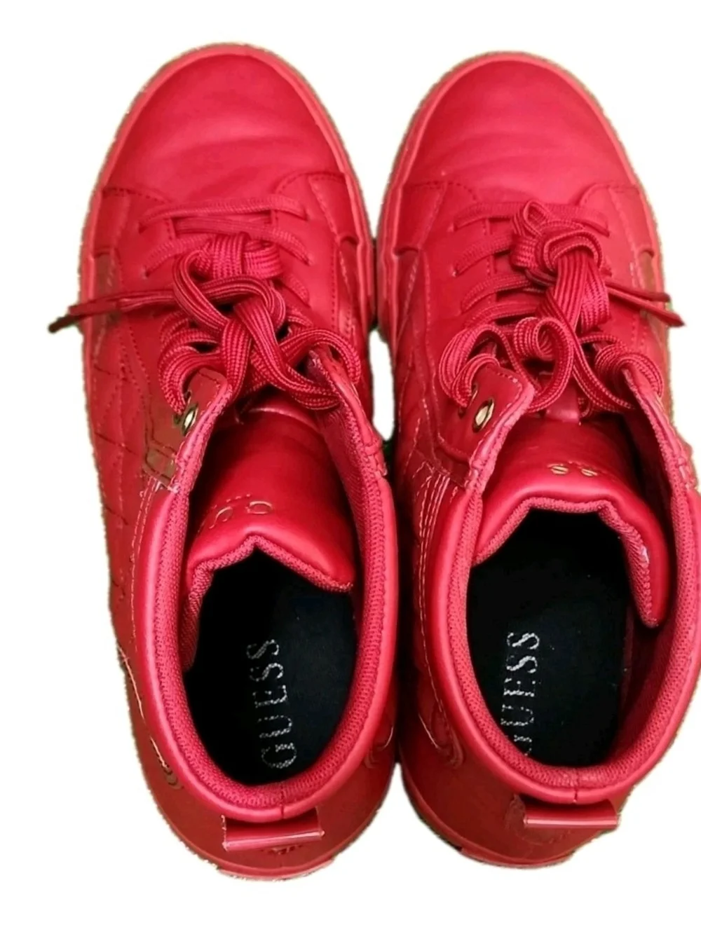 GUESS Men's Red Quilted Comfort High-Top Sneakers GMMERITT-C Lace Up US 9